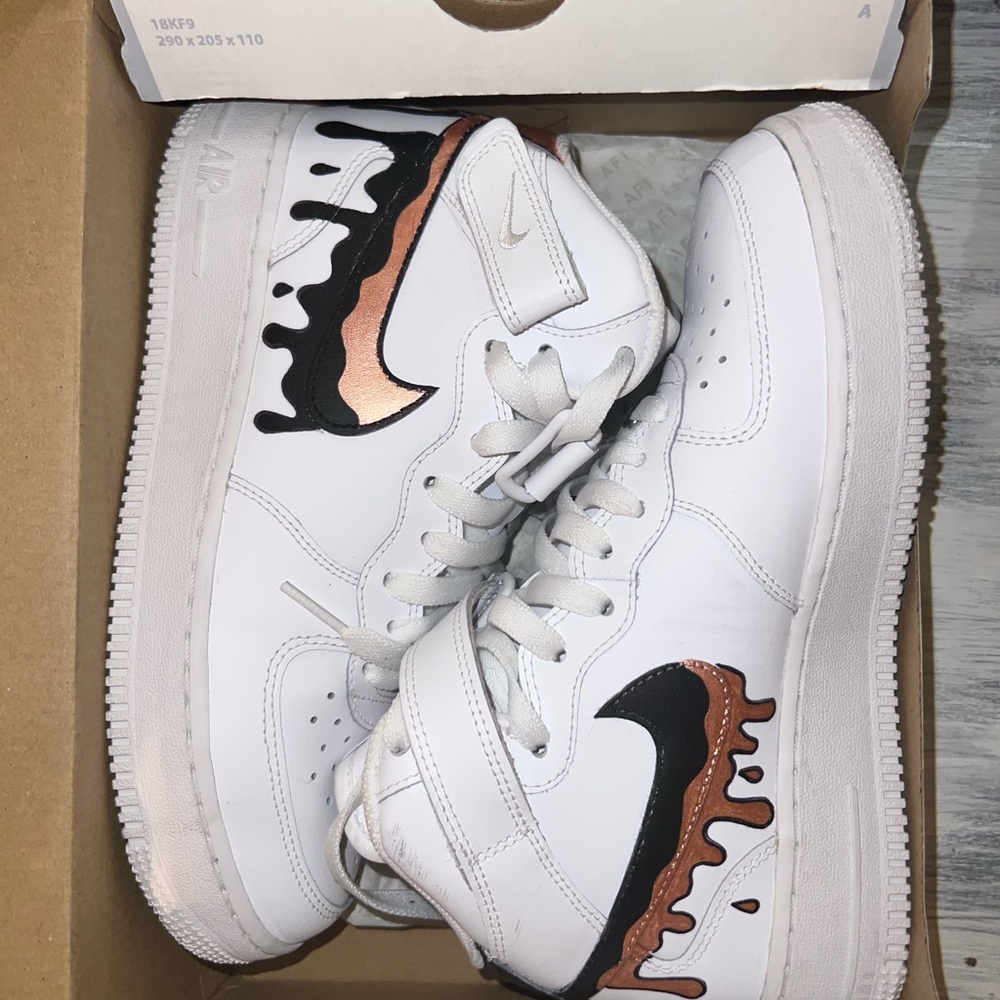 Nike Air Force 1 White with Black and Copper Details